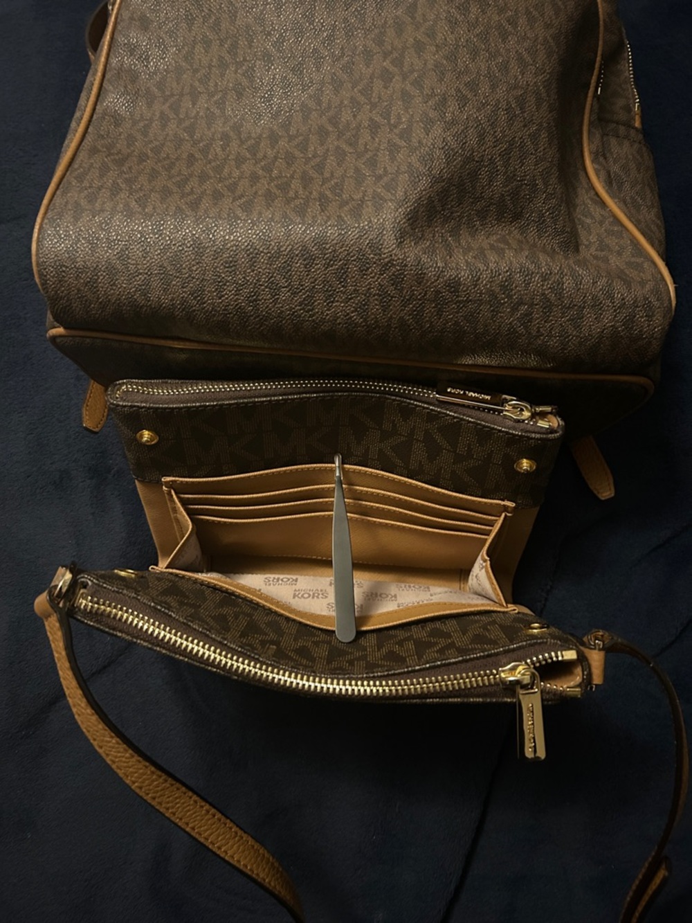 Michael Kors Brown Monogram Backpack and Crossbody bag - Picture 6 of 10